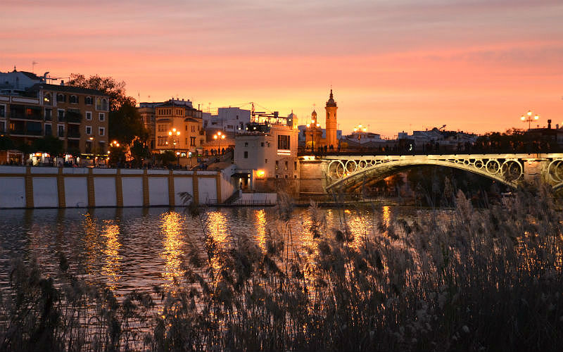 Sunset by the river in Seville